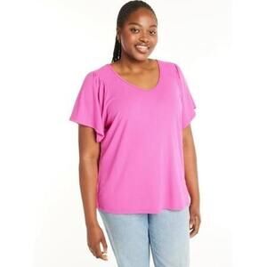Terra & Sky Women's Plus Size Smocked V-Neck Knit Top